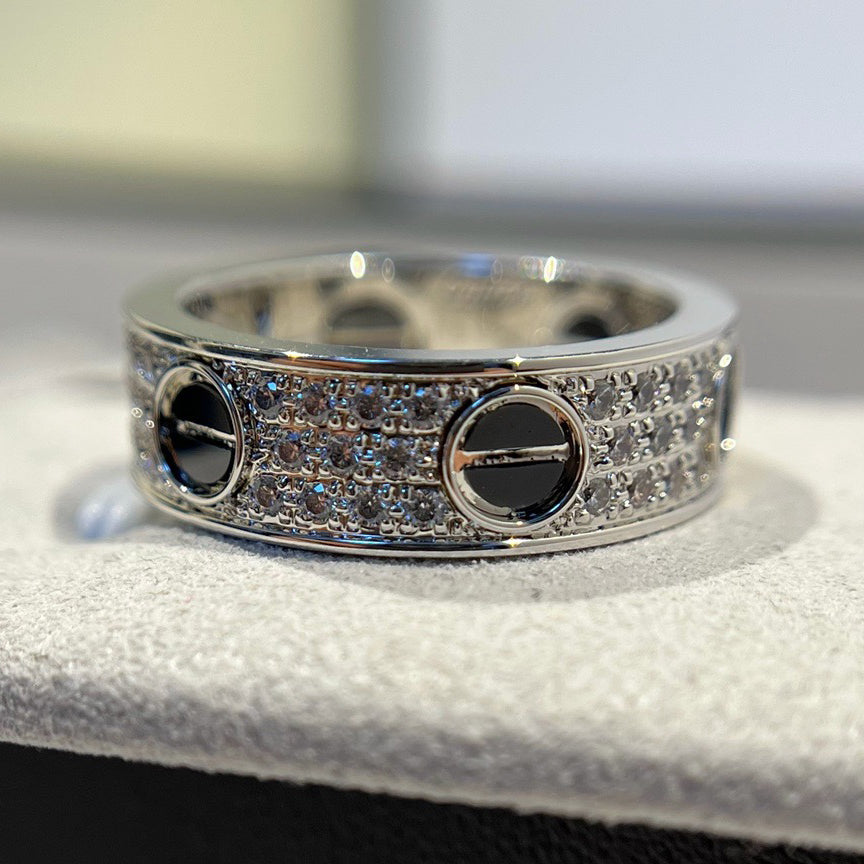 [Love Lucky]LOVE RING 5.5MM DIAMONDS PAVED CERAMIC