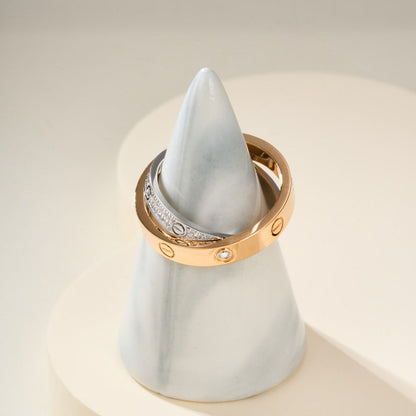 [Love Lucky]LOVE PINK GOLD SILVER DIAMOND DOUBLE RING
