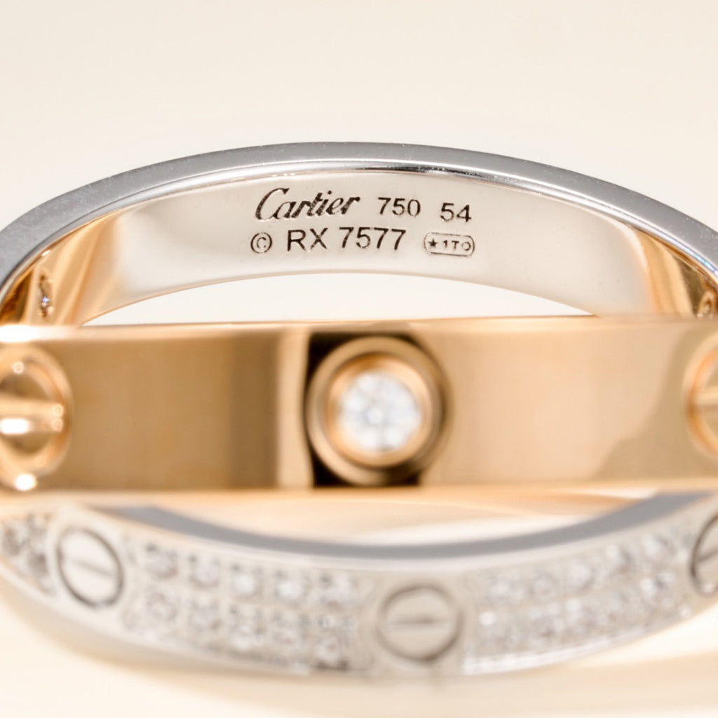 [Love Lucky]LOVE PINK GOLD SILVER DIAMOND DOUBLE RING