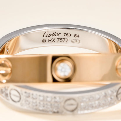 [Love Lucky]LOVE PINK GOLD SILVER DIAMOND DOUBLE RING