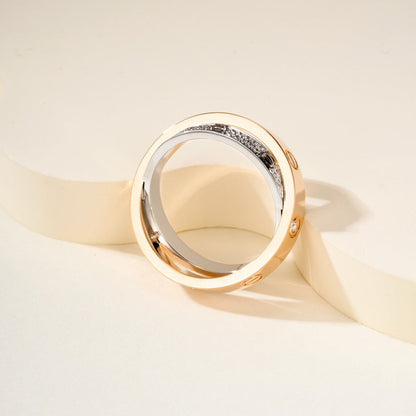 [Love Lucky]LOVE PINK GOLD SILVER DIAMOND DOUBLE RING