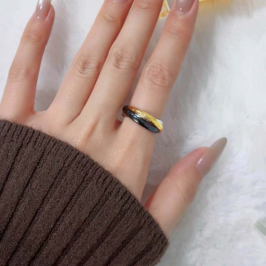 [Love Lucky]TRINITY 3.2MM RING BLACK CERAMIC