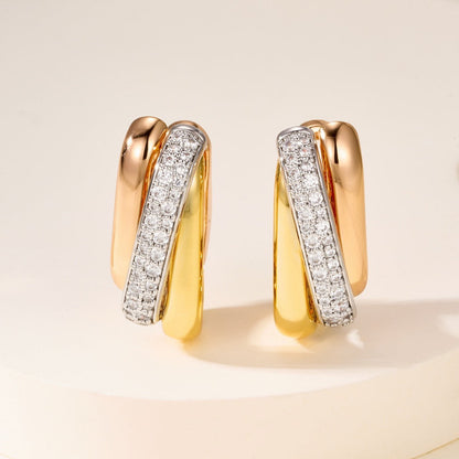[Love Lucky]TRINITY HALF DIAMOND  CUSHION EARRINGS