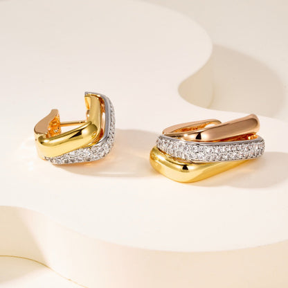 [Love Lucky]TRINITY HALF DIAMOND  CUSHION EARRINGS