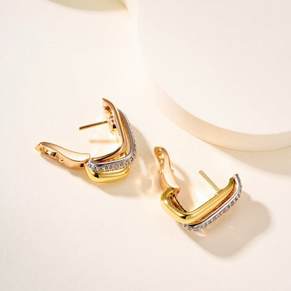 [Love Lucky]TRINITY HALF DIAMOND  CUSHION EARRINGS