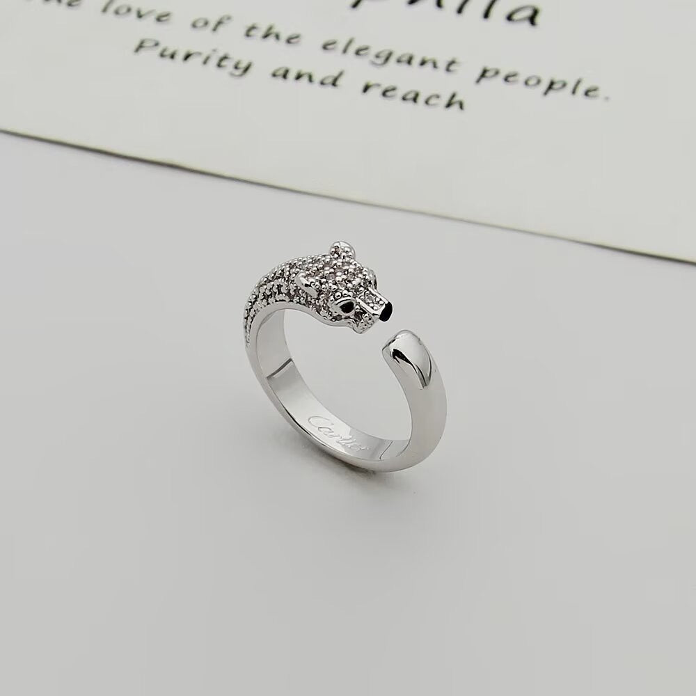 [Love Lucky]PANTHERE HALF DIAMOND SMALL RING