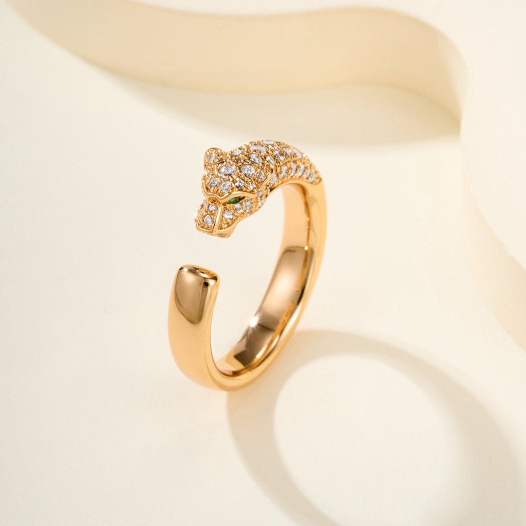 [Love Lucky]PANTHERE HALF DIAMOND SMALL RING