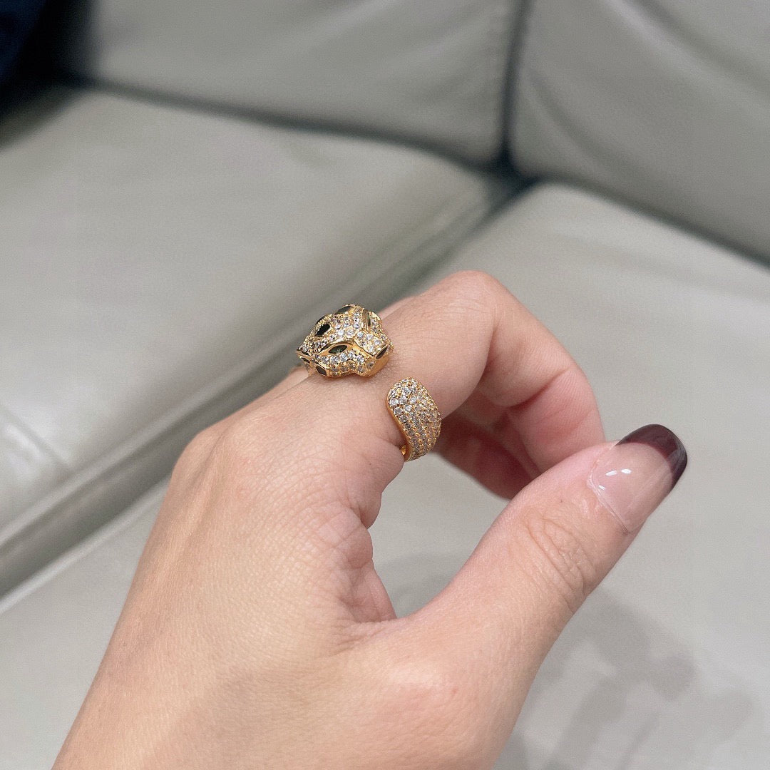 [Love Lucky]PANTHERE SPOTTED FULL DIAMOND MEDIUM RING