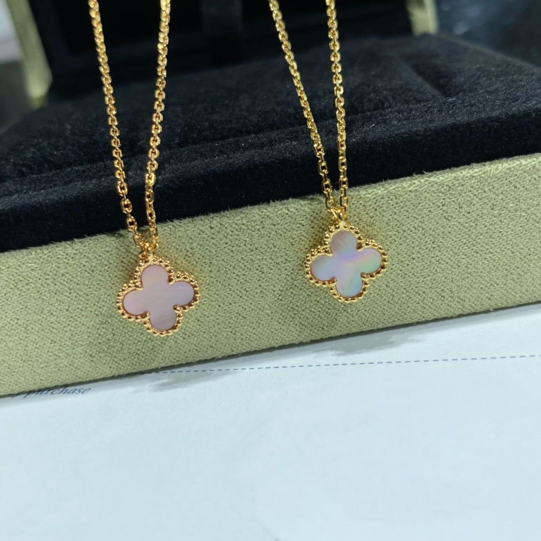 [Love Lucky] 四葉草 15MM 粉色珍珠母貝單花項鍊