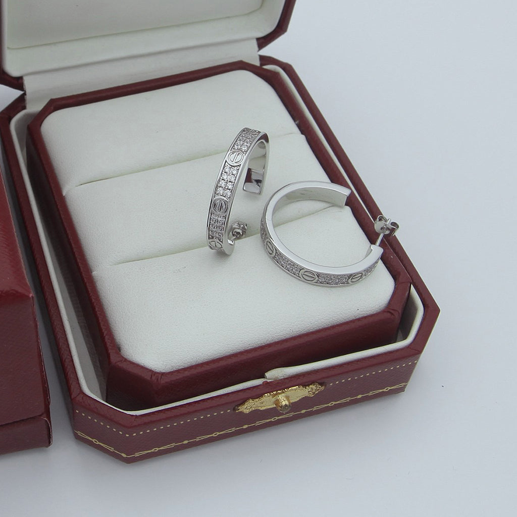 [Love Lucky]LOVE EARRINGS 3.6MM DIAMOND PAVED
