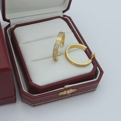 [Love Lucky]LOVE EARRINGS 3.6MM DIAMOND PAVED