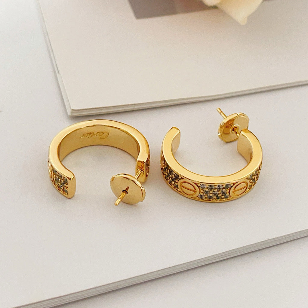 [Love Lucky]LOVE 5.5MM DIAMOND PAVED EARRINGS