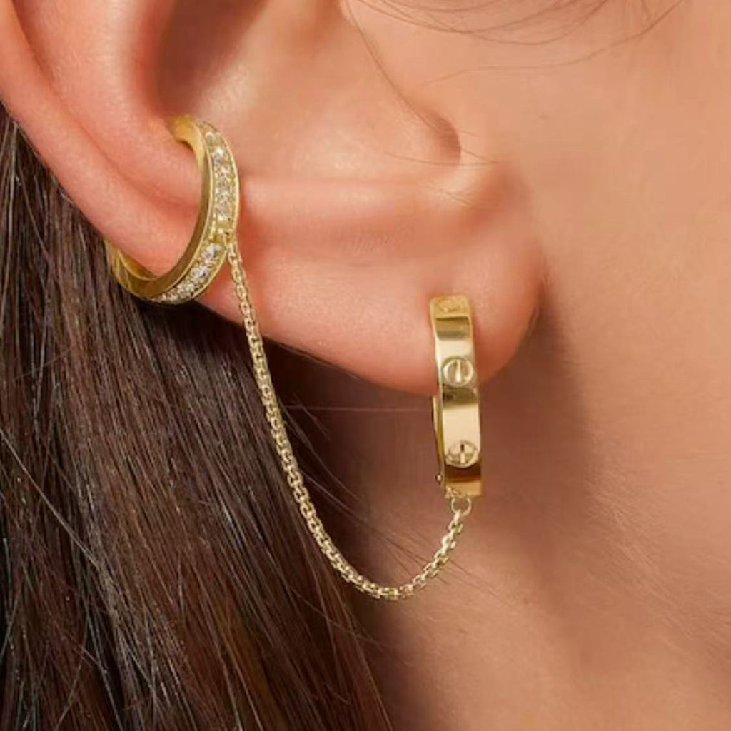 [Love Lucky]LOVE 3.0MM HALF DIAMOND EARRINGS