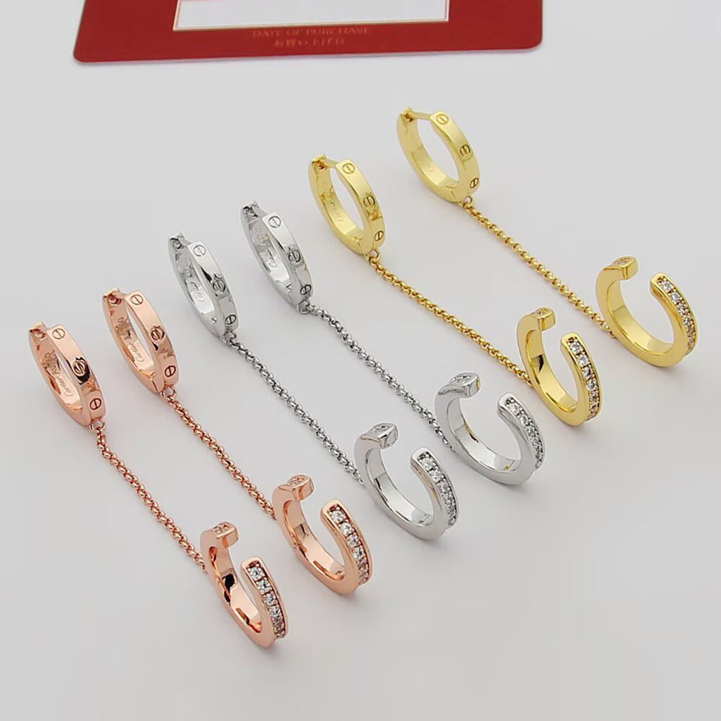 [Love Lucky]LOVE 3.0MM HALF DIAMOND EARRINGS