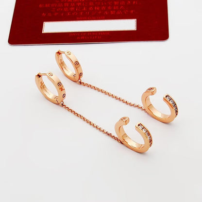 [Love Lucky]LOVE 3.0MM HALF DIAMOND EARRINGS