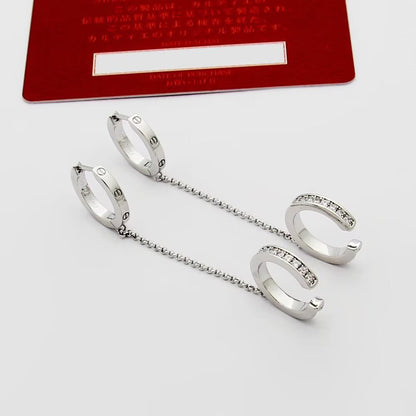 [Love Lucky]LOVE 3.0MM HALF DIAMOND EARRINGS