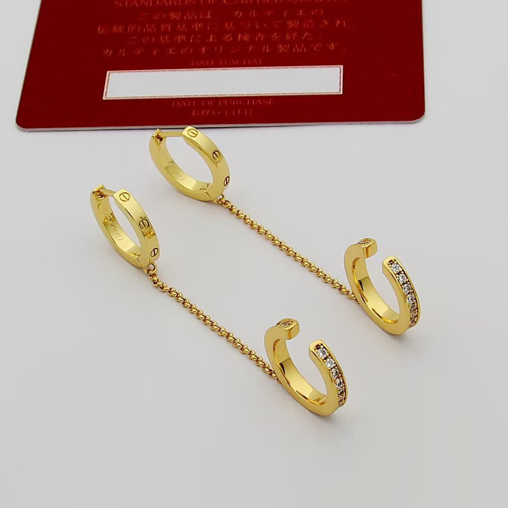 [Love Lucky]LOVE 3.0MM HALF DIAMOND EARRINGS