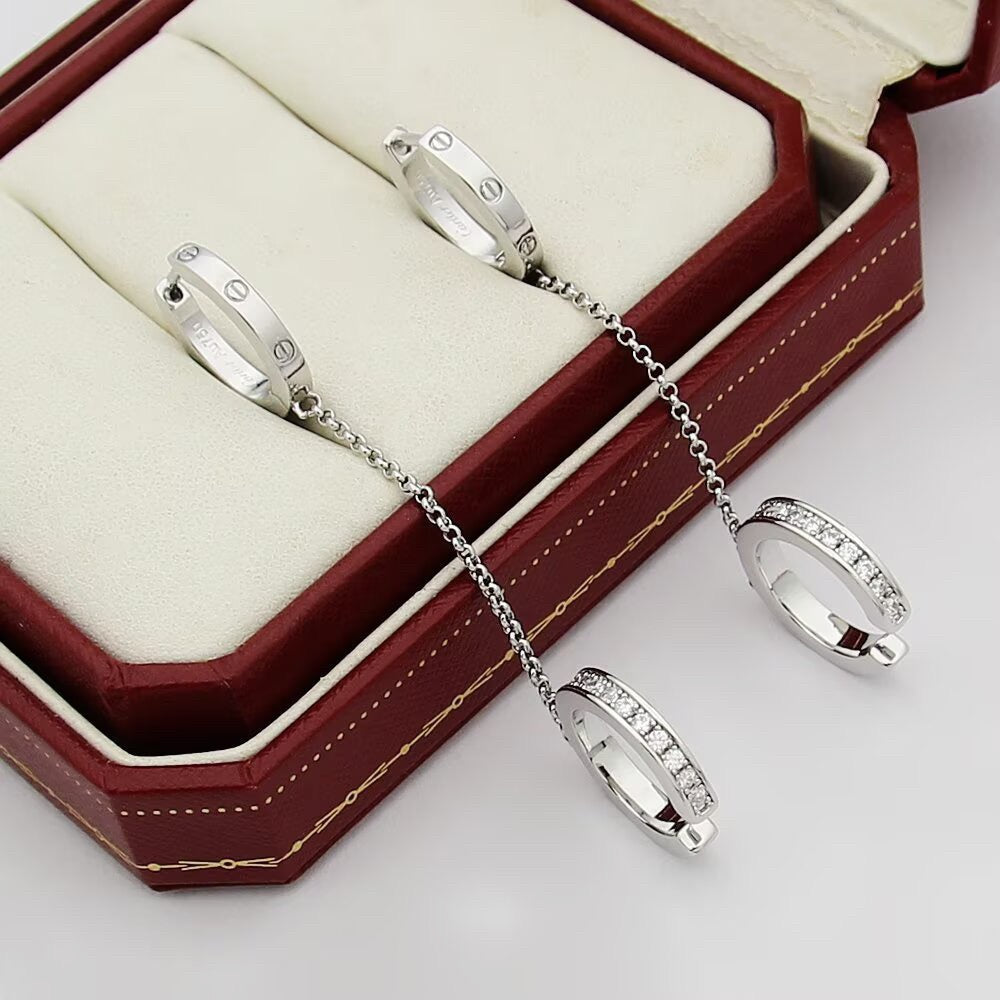 [Love Lucky]LOVE 3.0MM HALF DIAMOND EARRINGS