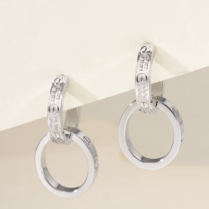 [Love Lucky]LOVE 3.3MM DANGLE HALF DIAMOND EARRINGS