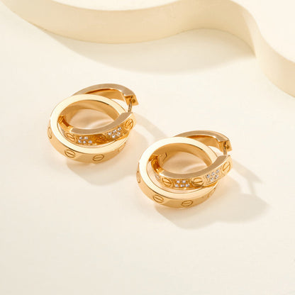 [Love Lucky]LOVE 3.3MM DANGLE HALF DIAMOND EARRINGS