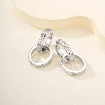 [Love Lucky]LOVE 3.3MM DANGLE HALF DIAMOND EARRINGS