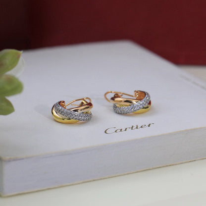 [Love Lucky]TRINITY HALF DIAMOND  CLASSIC EARRINGS