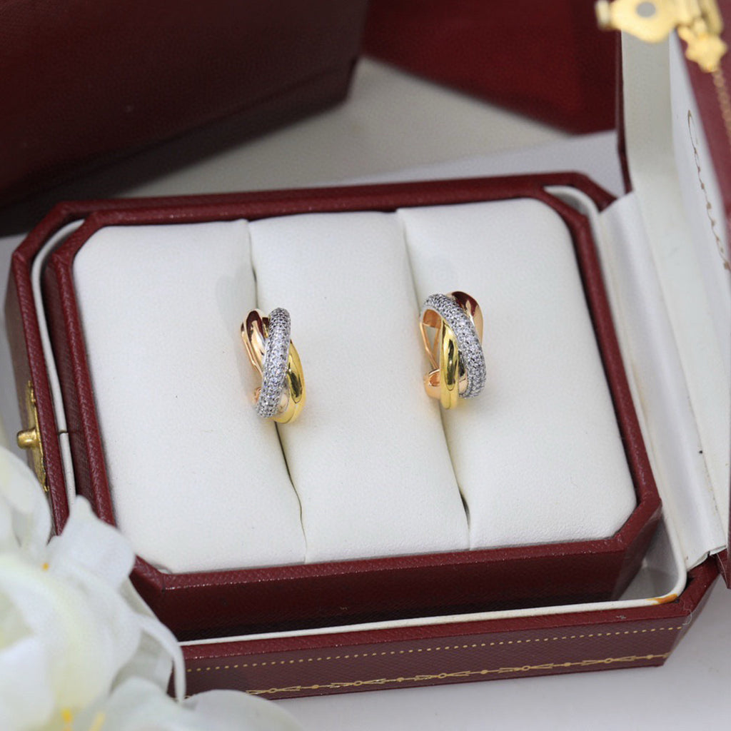 [Love Lucky]TRINITY HALF DIAMOND  CLASSIC EARRINGS