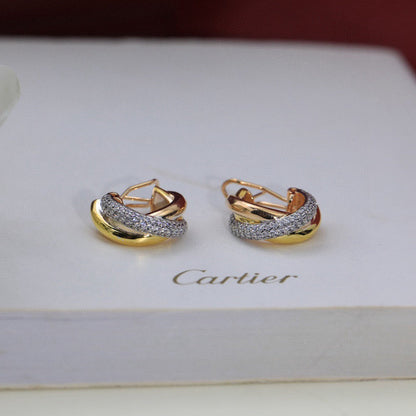 [Love Lucky]TRINITY HALF DIAMOND  CLASSIC EARRINGS