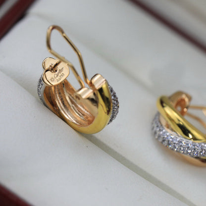 [Love Lucky]TRINITY HALF DIAMOND  CLASSIC EARRINGS