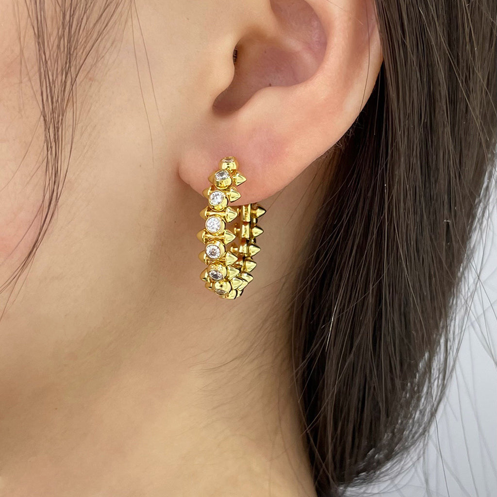 [Love Lucky]CLASH FULL DIAMOND MEDIUM EARRINGS