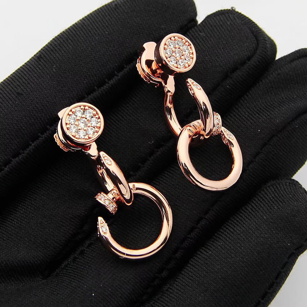 [Love Lucky]JUSTE HALF DIAMOND DOUBLE EARRINGS
