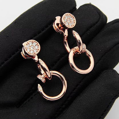 [Love Lucky]JUSTE HALF DIAMOND DOUBLE EARRINGS