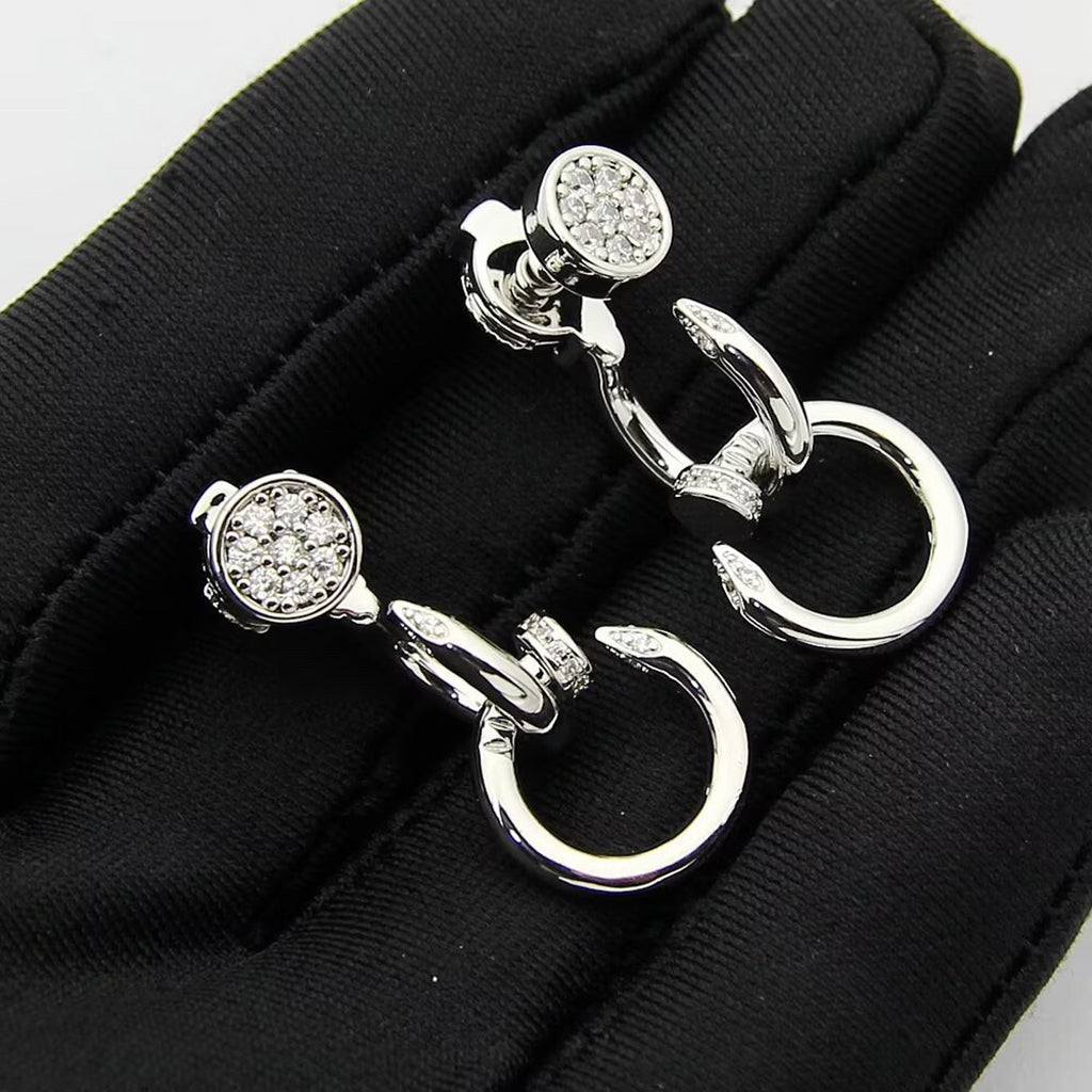 [Love Lucky]JUSTE HALF DIAMOND DOUBLE EARRINGS