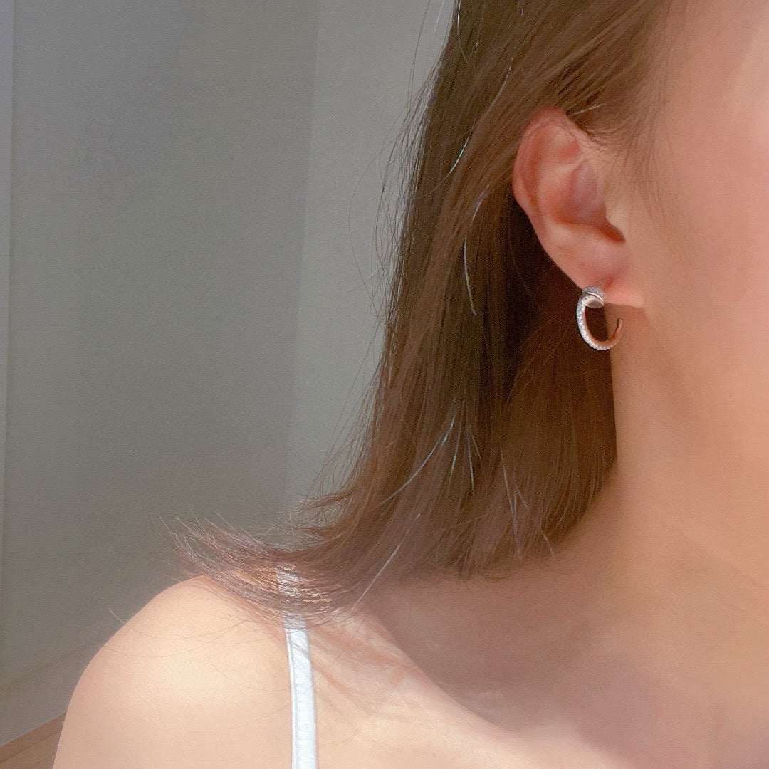 [Love Lucky]JUSTE FULL DIAMOND DOUBLE EARRINGS