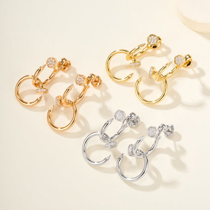 [Love Lucky]JUSTE HALF DIAMOND DOUBLE EARRINGS