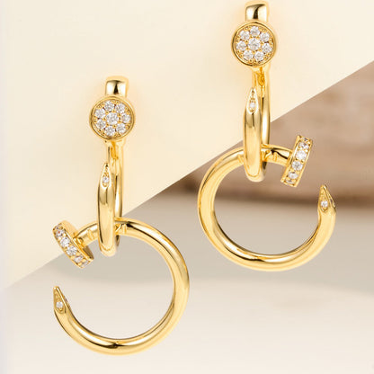 [Love Lucky]JUSTE HALF DIAMOND DOUBLE EARRINGS