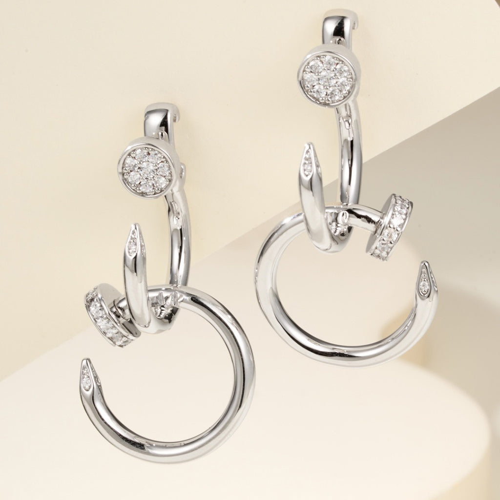[Love Lucky]JUSTE HALF DIAMOND DOUBLE EARRINGS