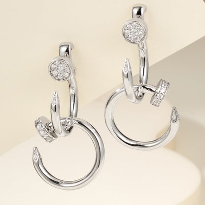 [Love Lucky]JUSTE HALF DIAMOND DOUBLE EARRINGS