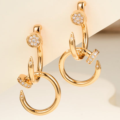 [Love Lucky]JUSTE HALF DIAMOND DOUBLE EARRINGS
