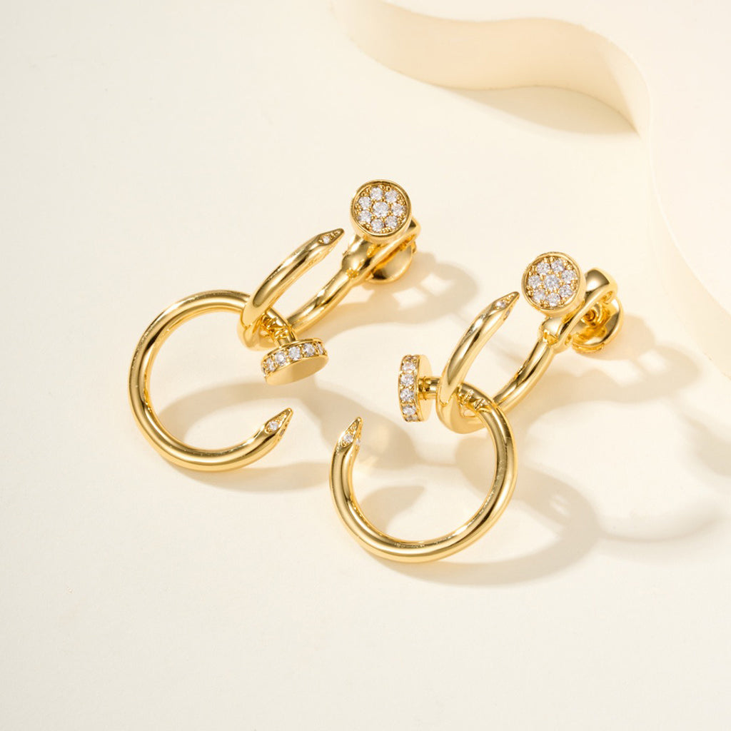 [Love Lucky]JUSTE HALF DIAMOND DOUBLE EARRINGS