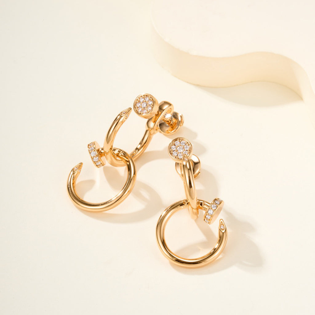 [Love Lucky]JUSTE HALF DIAMOND DOUBLE EARRINGS