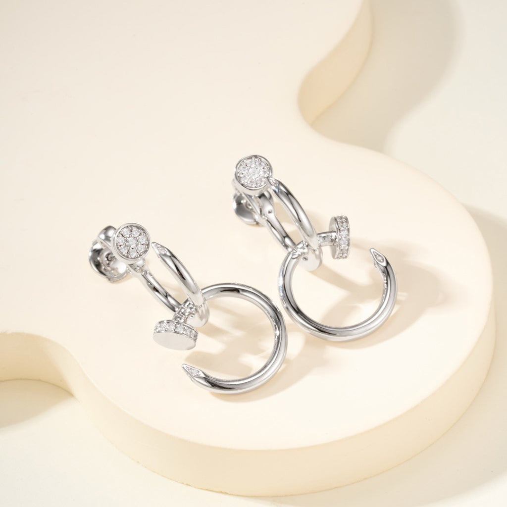 [Love Lucky]JUSTE HALF DIAMOND DOUBLE EARRINGS