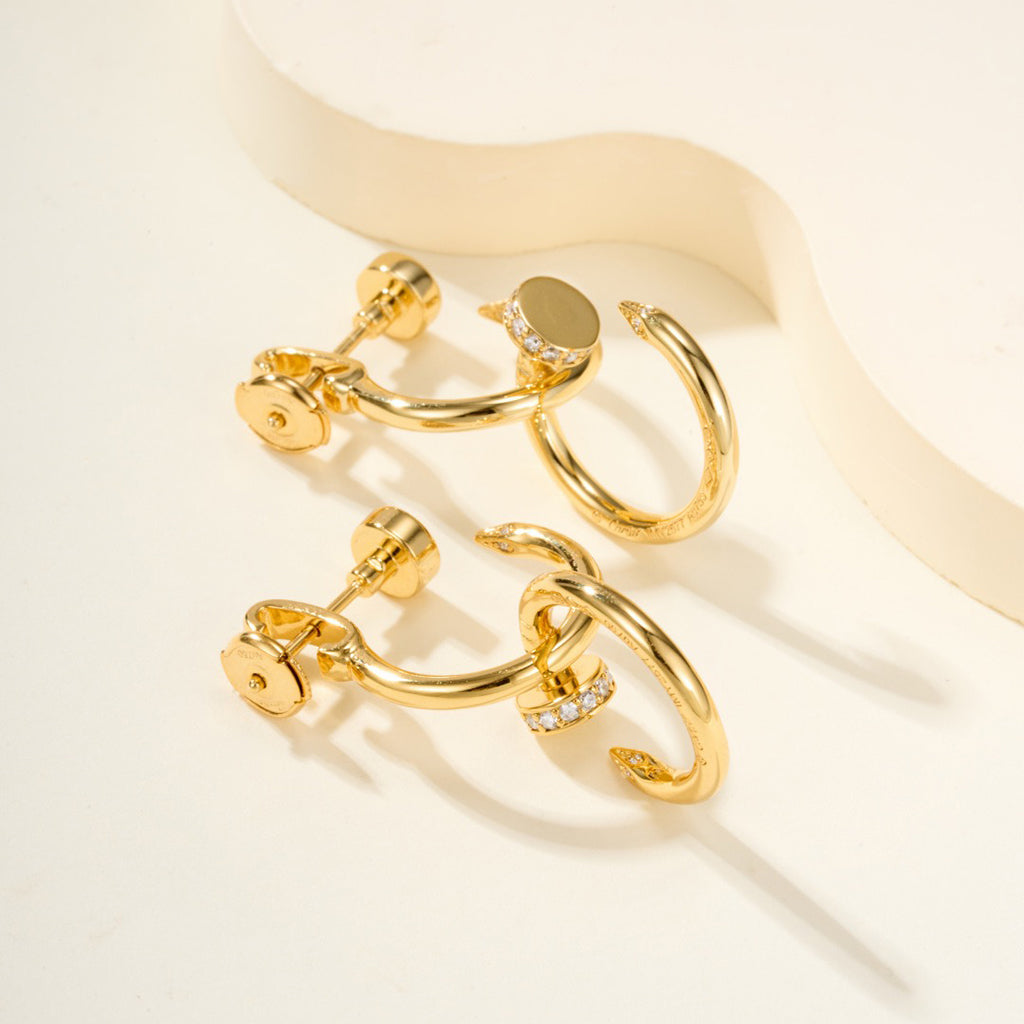 [Love Lucky]JUSTE HALF DIAMOND DOUBLE EARRINGS