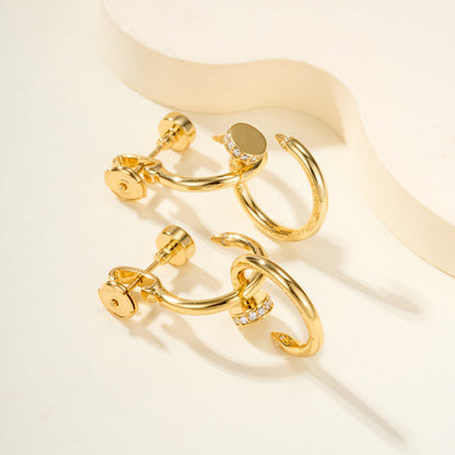 [Love Lucky]JUSTE HALF DIAMOND DOUBLE EARRINGS