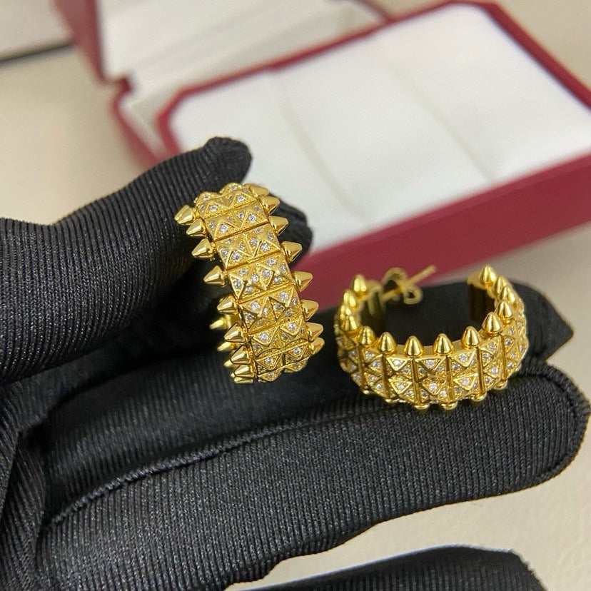 [Love Lucky]CLASH 9.2MM FULL DIAMOND DOUBLE ROW EARRINGS