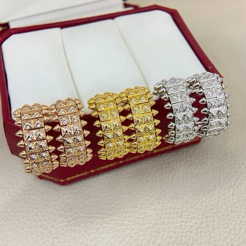 [Love Lucky]CLASH 9.2MM FULL DIAMOND DOUBLE ROW EARRINGS