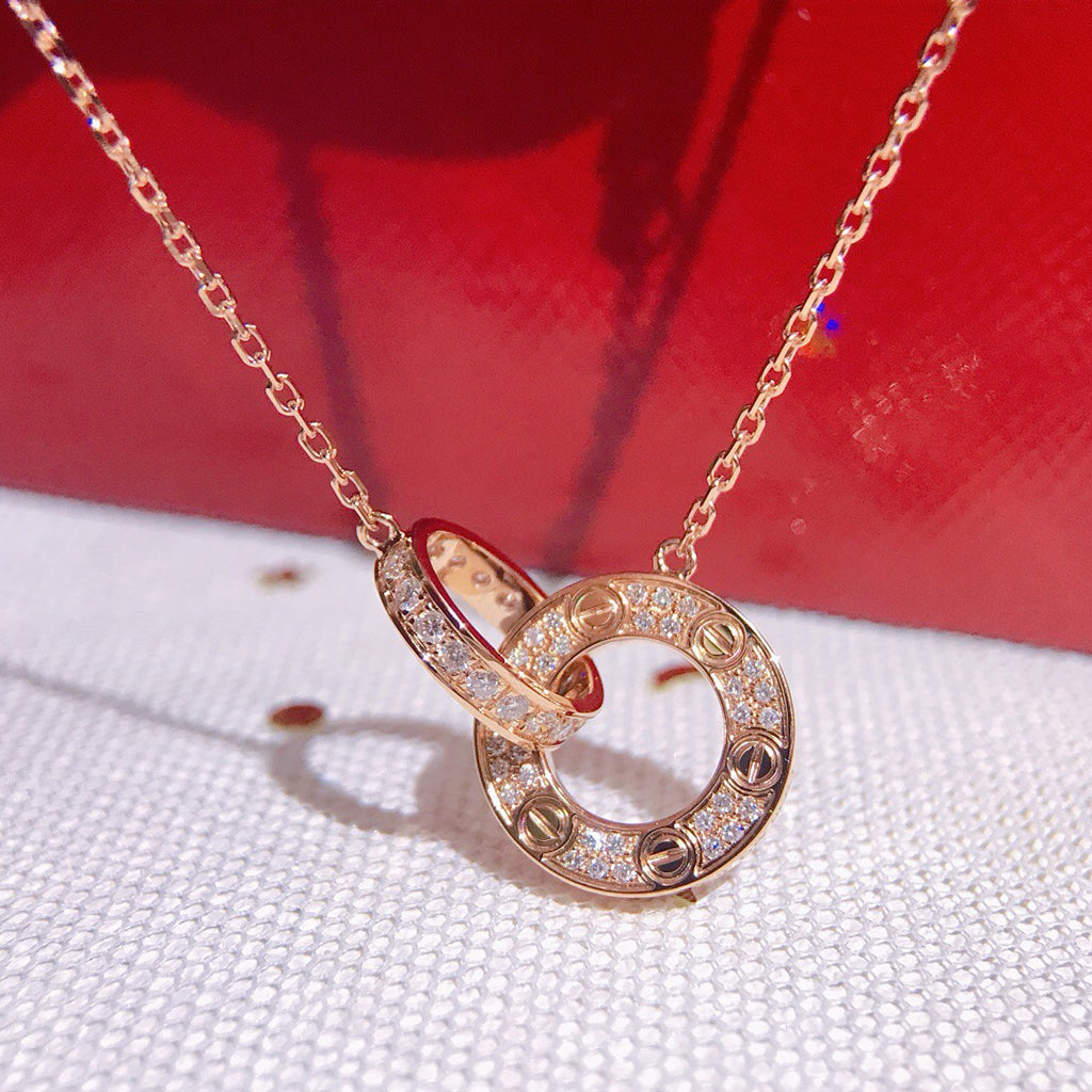 [Love Lucky]LOVE  FULL DIAMOND PENDANT NECKLACE