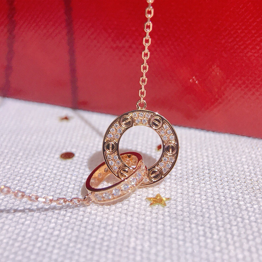 [Love Lucky]LOVE  FULL DIAMOND PENDANT NECKLACE