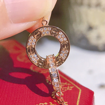 [Love Lucky]LOVE  FULL DIAMOND PENDANT NECKLACE
