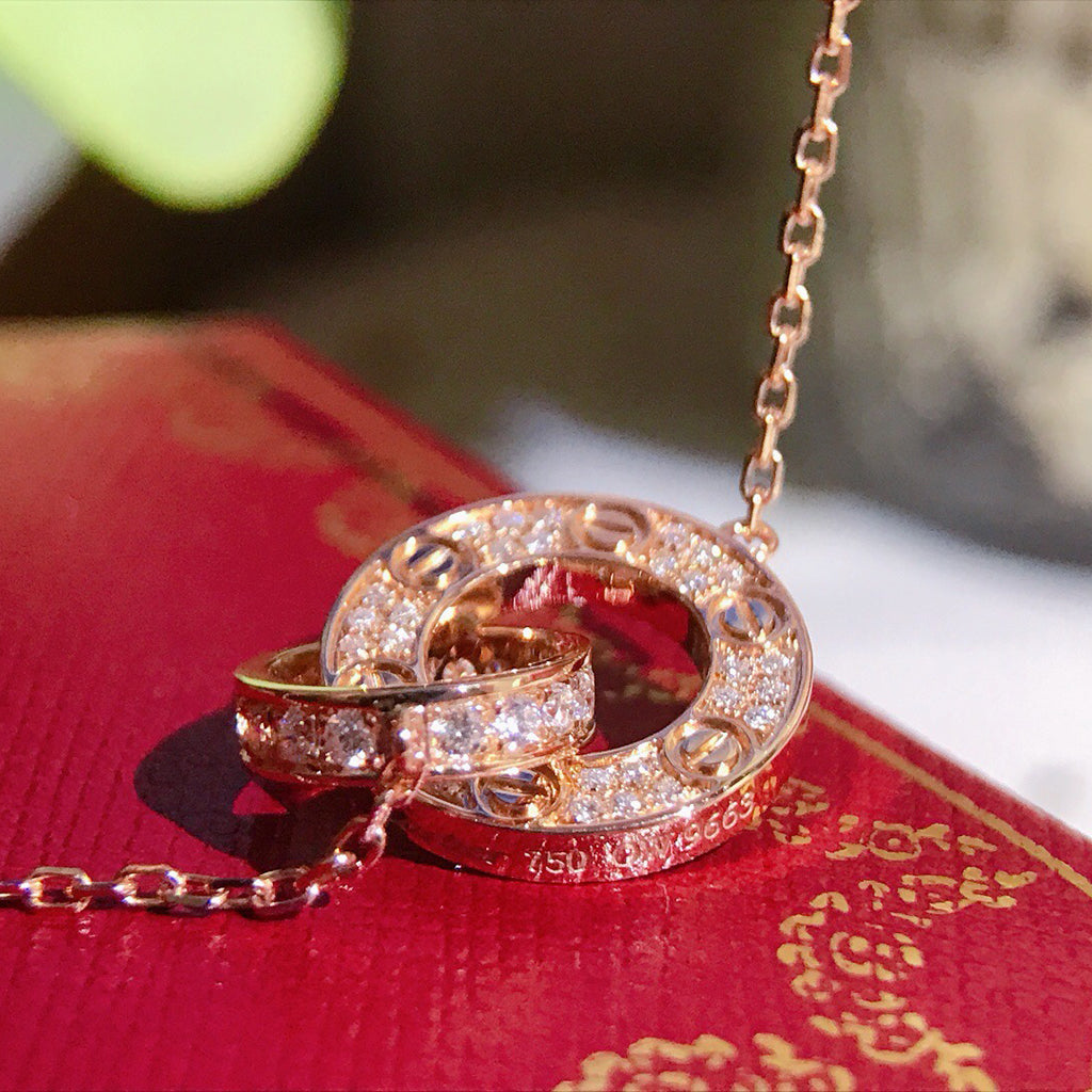 [Love Lucky]LOVE  FULL DIAMOND PENDANT NECKLACE